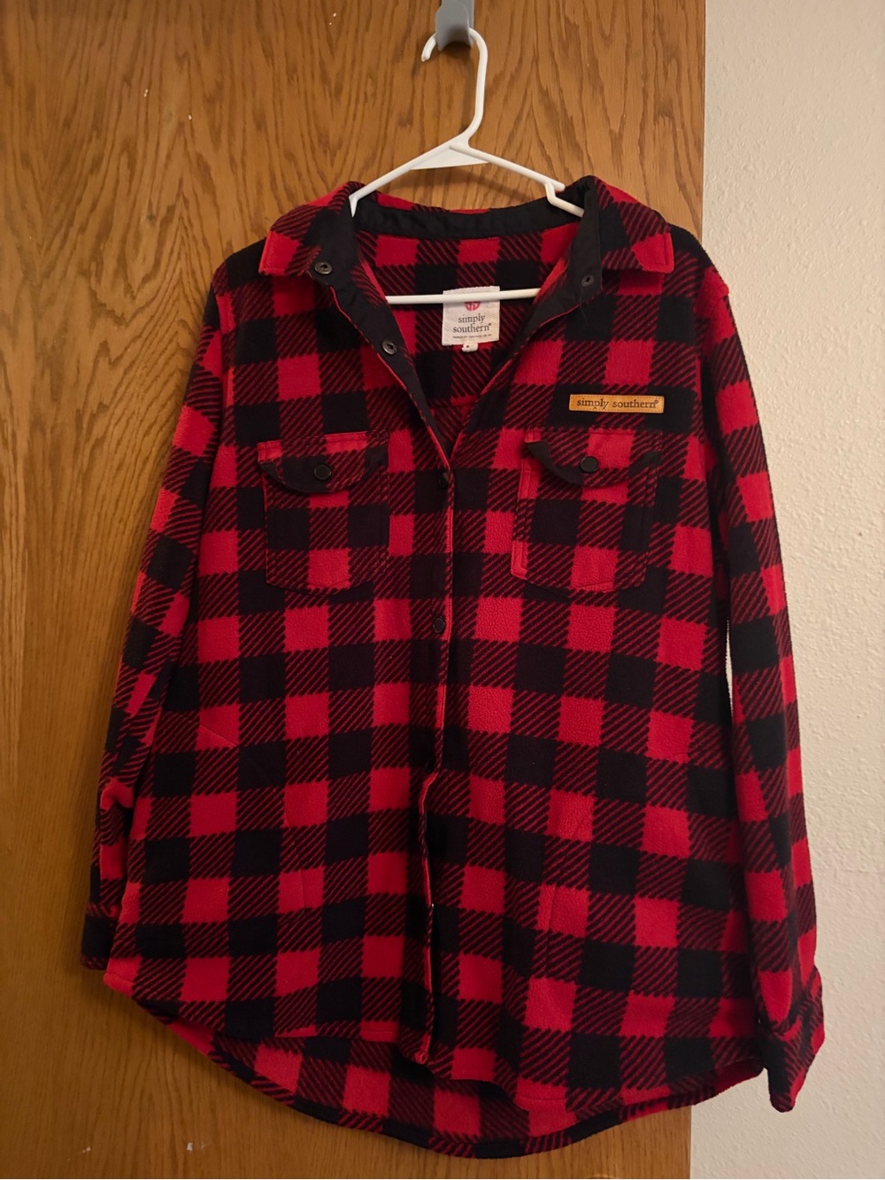 Simply Southern Women’s Red & Black Buffalo Plaid Shirt Jacket